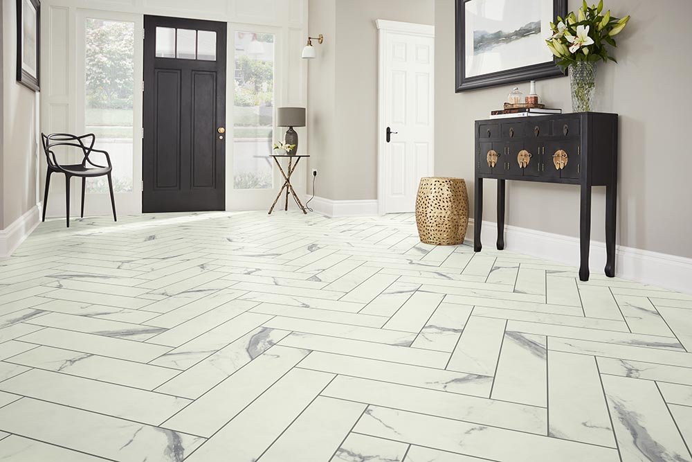 Entry Foyer Luxury Vinyl Tile Herringbone LVT - Robert's Flooring